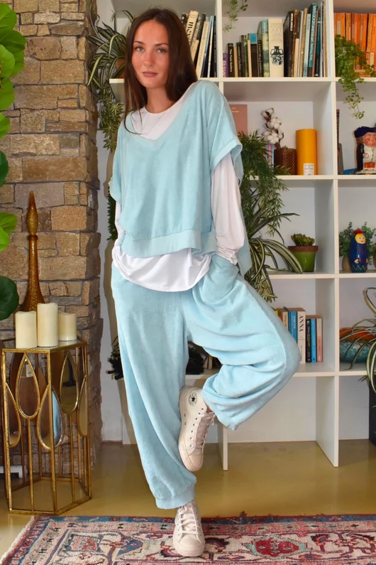 Terry B Hi Lo Tank Turquoise